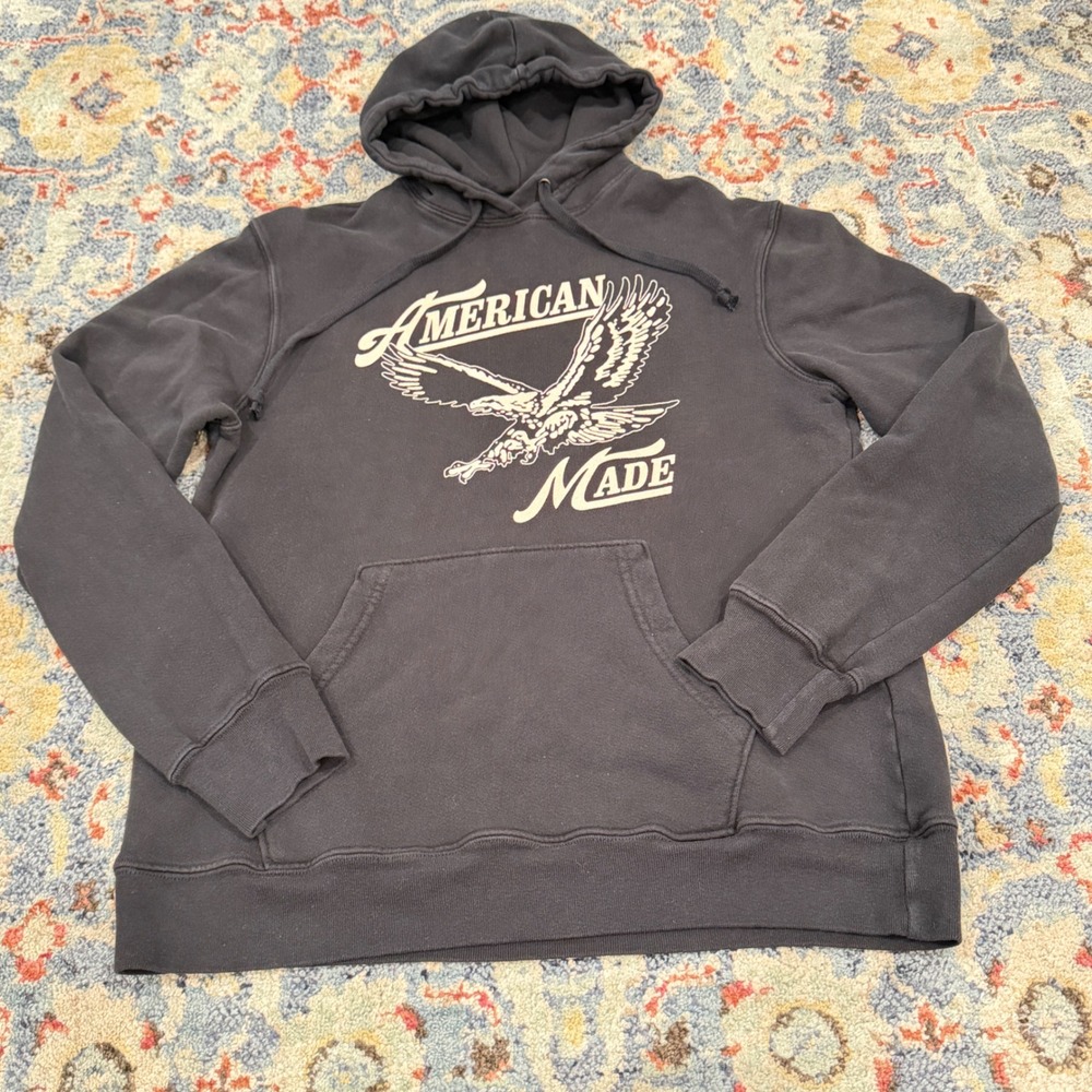 Retro Brand Hoodie Anthropologie Adult Small Black American Made Eagle Graphic